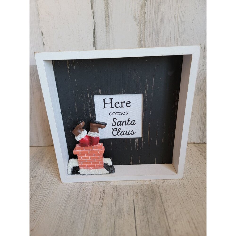 Here Comes Santa Claus wooden chimney home decor‎ xmas